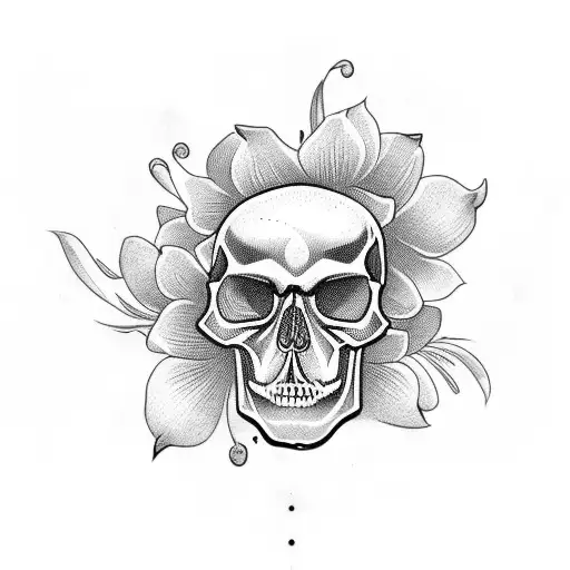 Peruvian tattoo with skull an flowers tattoo design idea