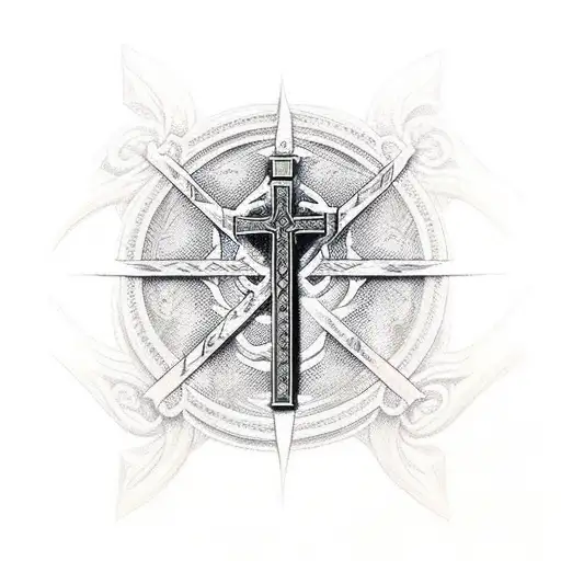 Christian Cross, Sword tattoo design idea