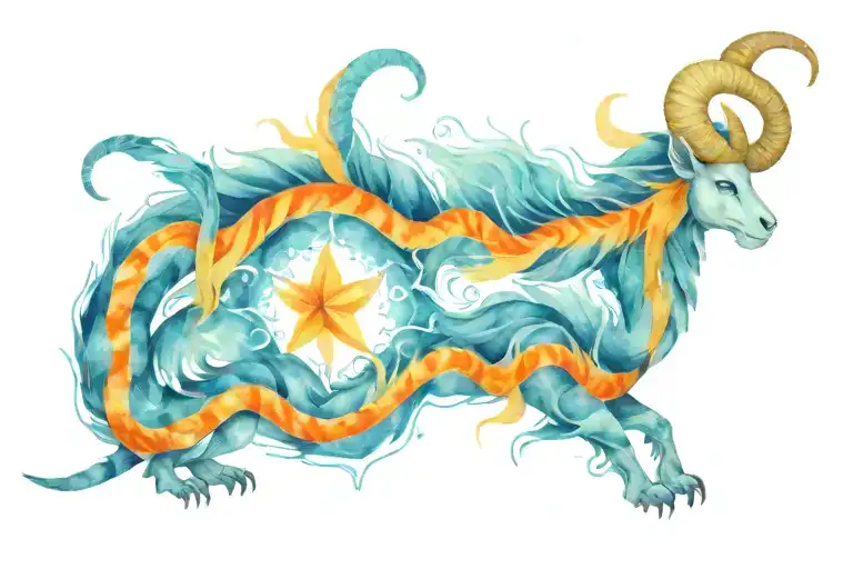 dragon, goat, rat and tiger tattoo design idea