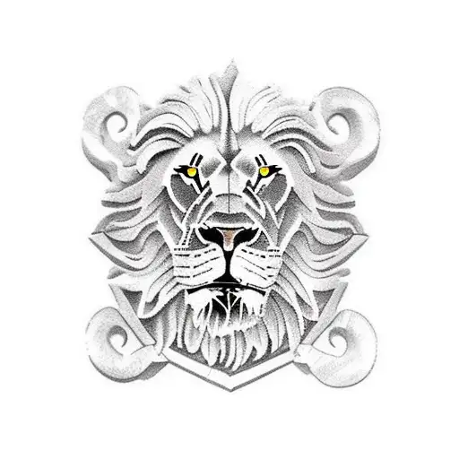 lion family shaped around the knee with a mum dad son and daughter tattoo design idea