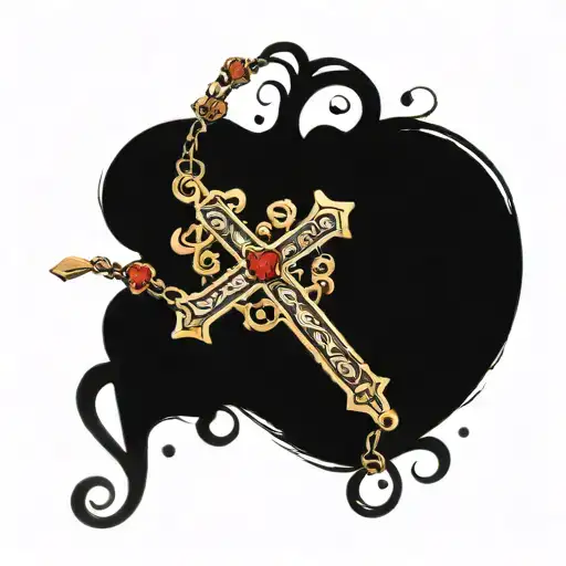 rosary cross intertwined tattoo design idea