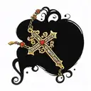 rosary cross intertwined tattoo design idea