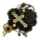 rosary cross intertwined tattoo design idea