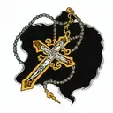 rosary cross intertwined tattoo design idea