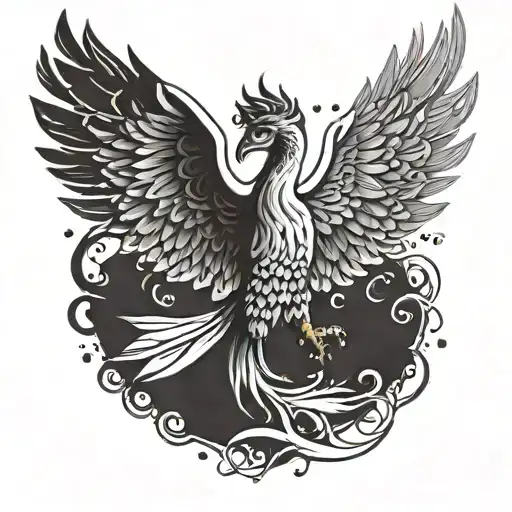 A phoenix rising from the ashes, symbolizing victory over adversity tattoo design idea