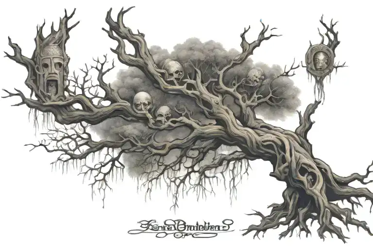 Buddhist tree of life tattoo design idea