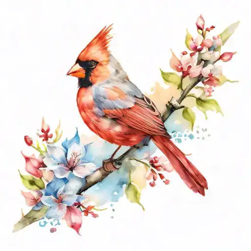 red cardinal bird tattoo design idea