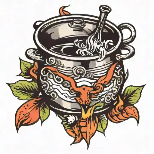 cooking pot tattoo design idea