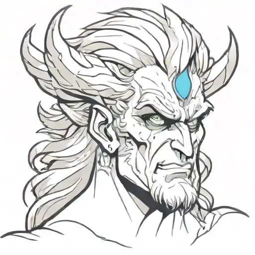 hades headshot looking tattoo design idea