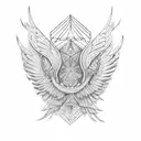 Wings with As above so below behind and geometric line behind wings design insinde a diamond shape line design  tattoo design idea