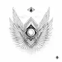 Wings with As above so below behind and geometric line behind wings design insinde a diamond shape line design  tattoo design idea