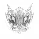 Wings with As above so below behind and geometric line behind wings design insinde a diamond shape line design  tattoo design idea