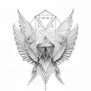 Wings with As above so below behind and geometric line behind wings design insinde a diamond shape line design  tattoo design idea