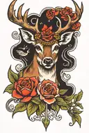 Lorraine cross and deer tattoo design idea