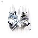 the tale of two wolfs. the bad wolf is white and angry. the good wolf is black and calm tattoo design idea