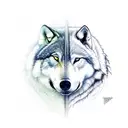 the tale of two wolfs. the bad wolf is white and angry. the good wolf is black and calm tattoo design idea