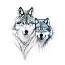 the tale of two wolfs. the bad wolf is white and angry. the good wolf is black and calm tattoo design idea