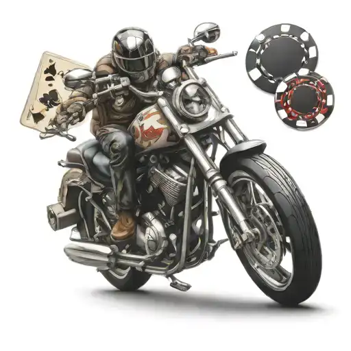 Motorcycle and poker chips tattoo design idea