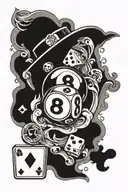 8ball with dice and cards tattoo design idea