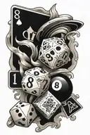 8ball with dice and cards tattoo design idea