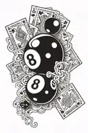 8 ball with dice and cards tattoo design idea