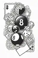 8 ball with dice and cards tattoo design idea