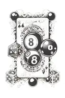 8ball with dice and cards tattoo design idea