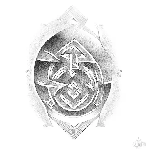 Greek key black and white  tattoo design idea