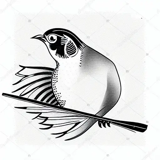 california male quail with antenna front face tattoo design idea