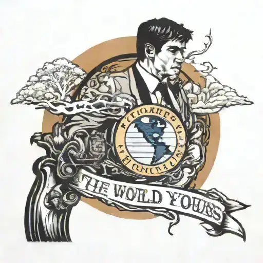 The world is yours scarface with california state tattoo design idea