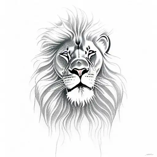 sleeping lion, whole body, ode to bible story of Daniel in the Lions Den tattoo design idea