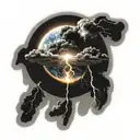 a sun in front of thunder lightning tattoo design idea