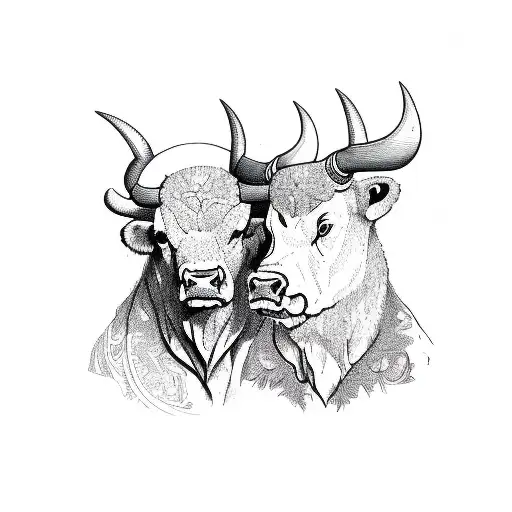bull and bear tattoo design idea