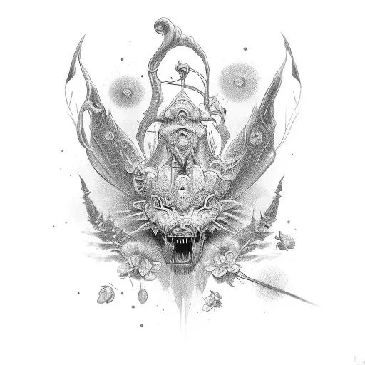 spoon with blossom tattoo design idea