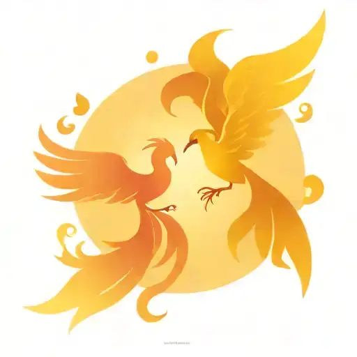 colorful couples tattoo with hearts and rising phoenix out of blue waves  tattoo design idea