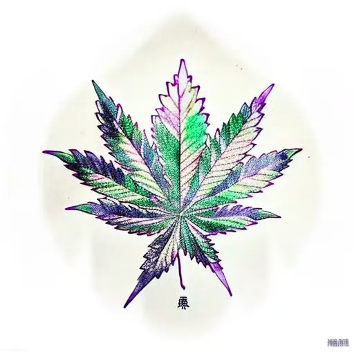 Marijuana leaf intertwined with musical instruments tattoo design idea