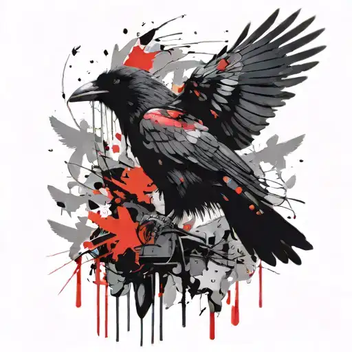 a raven with outstretched wings from the rain tattoo design idea