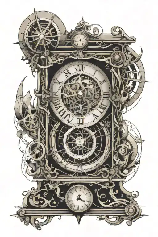 TIME Letter with sand clock tattoo design idea