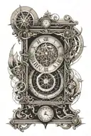TIME Letter with sand clock tattoo design idea