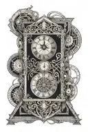 TIME Letter with sand clock tattoo design idea