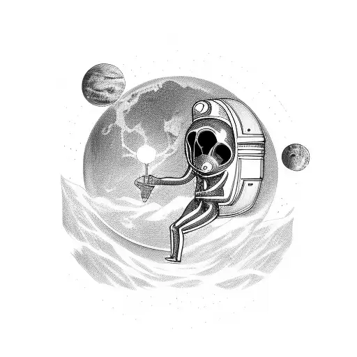 paul alien in space tattoo design idea
