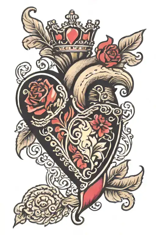 heart shape royal bitch prostitute tattoo design idea