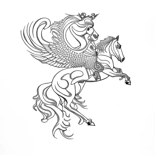 a horse with wings tattoo design idea