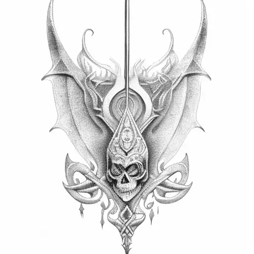 Posiedens Trident down spine tattoo design idea
