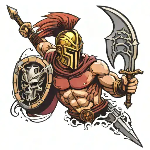 Spartan kills death with a spear tattoo design idea