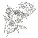 Can you combine a thistle, a carnation and a ratchaphruek into a bouquet of flowers? tattoo design idea