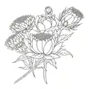 Can you combine a thistle, a carnation and a ratchaphruek into a bouquet of flowers? tattoo design idea