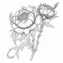 Can you combine a thistle, a carnation and a ratchaphruek into a bouquet of flowers? tattoo design idea