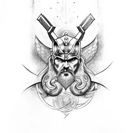 norse god Thor, Yggdrasil, jormungandr, Valkyrie, valknut,  tattoo design idea