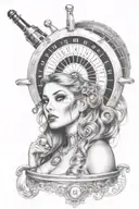 roulette wheel ball on 0 with women face morphing tattoo design idea